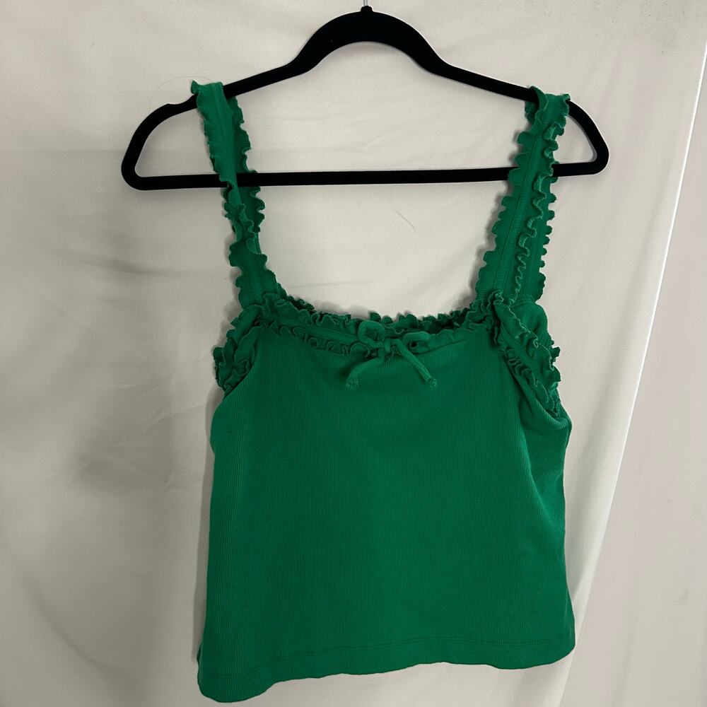 Maeve Anthropologie Ruffled Cami Top Green Size Large - Picture 2 of 5